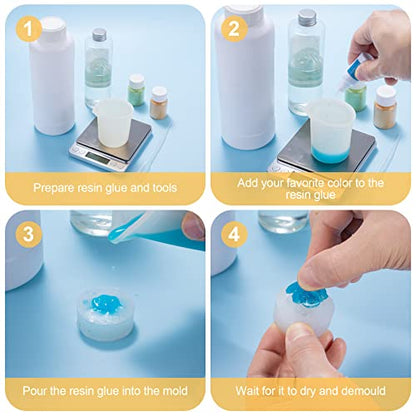 PAGOW 5pcs Mini Mirror Flower Resin Mold, Silicone 3D Flower Crystal DIY Casting Molds, for Earring, Jewelry Pendants Making Tool (8 Different Sizes) - size: 5 PCS