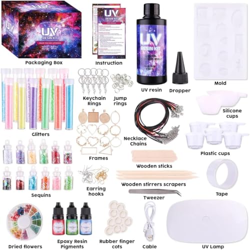 Insnug UV Resin Jewelry Making Kit with Silicone Molds UV Light for Adult,DIY Kits Jewelry Bracelet Making Kits Supplies Necklace Keychain Bracelet Arts and Crafts Resin Bundle