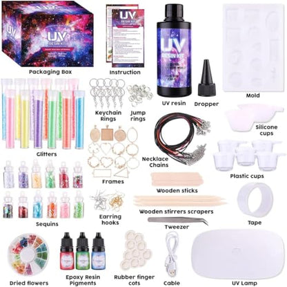 Insnug UV Resin Jewelry Making Kit with Silicone Molds UV Light for Adult,DIY Kits Jewelry Bracelet Making Kits Supplies Necklace Keychain Bracelet Arts and Crafts Resin Bundle