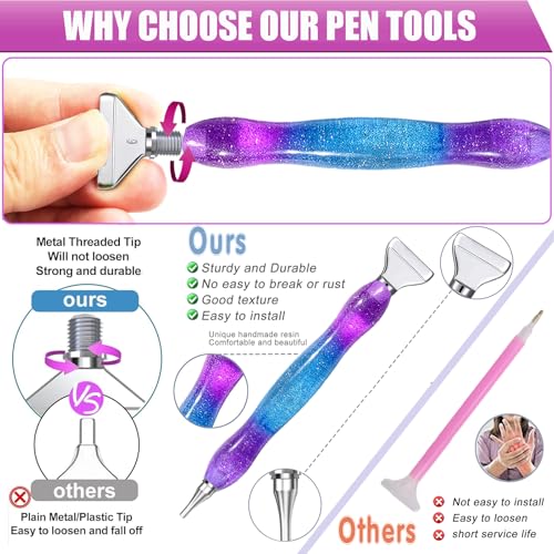 Diamond Painting Pen,Diamond Art Pen,Resin 5D Diamond Painting Pen Kit Tool Accessories (Purple Silver) - color: Purple Silver