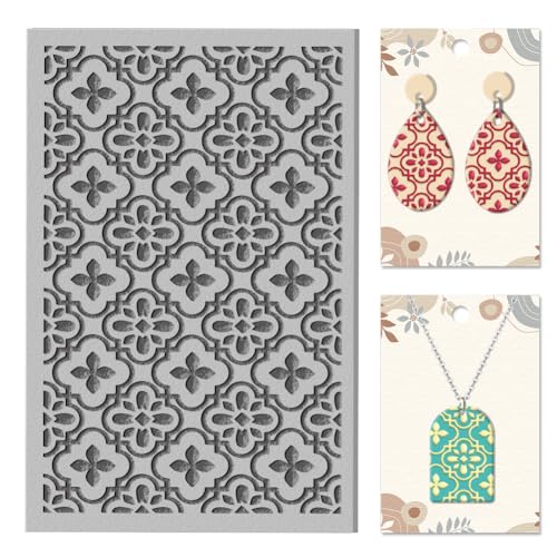 CHGCRAFT Tile Baroque Pattern Clay Texture Mat Retro Floral Polymer Texture Sheets DIY Tools for Clay Pottery Earring Jewelry Making Stamp Engraving Machines, 3.9x2.6inch - style: Baroque