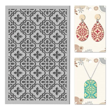 CHGCRAFT Tile Baroque Pattern Clay Texture Mat Retro Floral Polymer Texture Sheets DIY Tools for Clay Pottery Earring Jewelry Making Stamp Engraving Machines, 3.9x2.6inch - style: Baroque