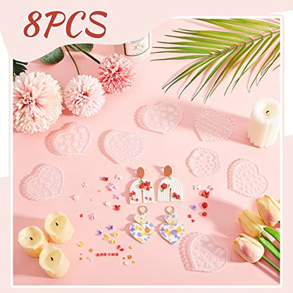 Zeyune 8 Pcs Polymer Clay Molds, Silicone Mini Flower Bows Alphabet Cutters for Earring Jewelry Making, Small Rose Daisy Leaf Letter Clay Mold Kit(Vivid) - style: Vivid