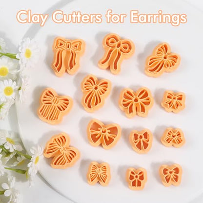 Puocaon Bow Polymer Clay Cutters - 14 Pcs Conquette Cute Clay Cutters for Polymer Earrings Jewelry