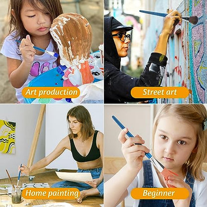 6 PCS Mop Brush for Acrylic Painting 1 Inch Face Paint Brushes with Wooden Handle Oval Blending Brushes for Acrylic Painting, Watercolor, Face Body Art