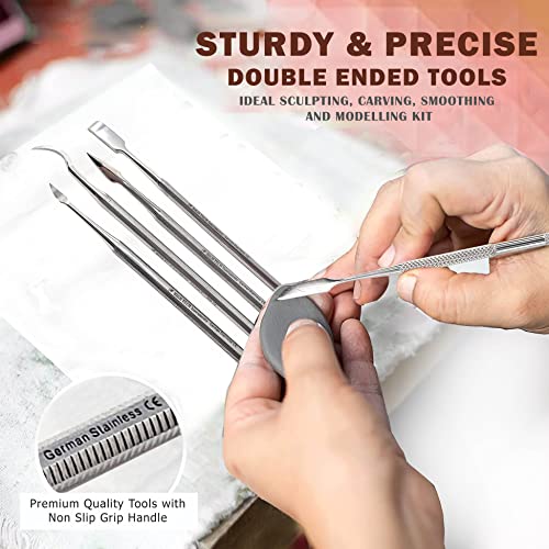 A2ZScilab - Stainless Steel Spatula Wax & Clay Sculpting Tool Carver Set, Carving Pottery Tools - Sculpture Shaper Polymer Modeling Tools for Clay, Pottery, Ceramics Artwork & Holiday Crafts (4PK) - style: 4PK