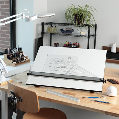 Acurit Multi-Angled 24”x36” PXB Drawing Board for Artists and Designers - Portable Tabletop Workspace, Drawing, Sketching, Drafting, Painting - Portable Laminated Surface w/Ruler & Parallel Motion Bar - size: 24x36"