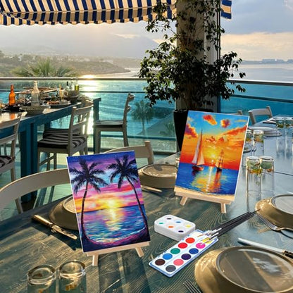 Ctosree 12 Sets Pre Drawn Canvas Kit for Painting Adults Sip and Paint Kit Art Pre Printed Canvas Bulk for Adult Date Night, Art Party & Holiday Gift(Summer Sunset,8 x 10 in) - size: 8 x 10 in, style: Summer Sunset