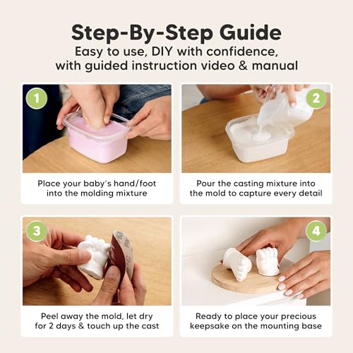 KeaBabies Baby Casting Kit Hands and Feet Mold - 3D Newborn Hand Casting Kit & Stylish Wood Base, Easy DIY Infant Foot Molds 0-9 Months, First Christmas & Baby Keepsake Shower Gifts (Round, Ash Wood) - color: Ash Wood, style: Round