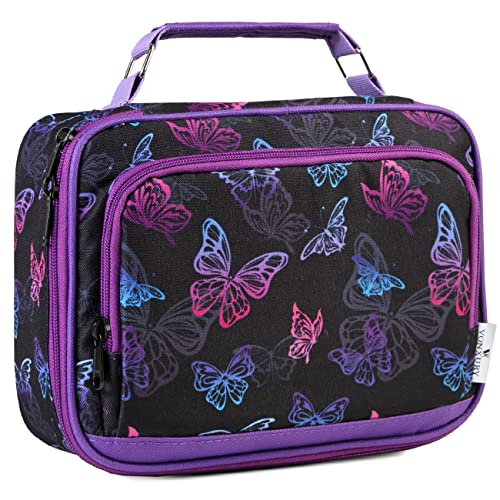 Large Pen Pencil Case,VONXURY High Capacity Art Colored Pencil Pouch Portable Stationery Organizer With 2 Detachable Layers 54 Slots Multiple Zipper Pockets for School Office College - color: Black Butterfly