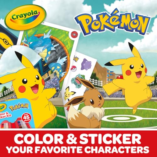 Crayola Pokemon Art Kit for Kids (45pcs), Pokemon Coloring Book Pages & Stickers, Gifts for Kids, DIY Craft Kit for Girls & Boys, Ages 4+ - style: Pikachu