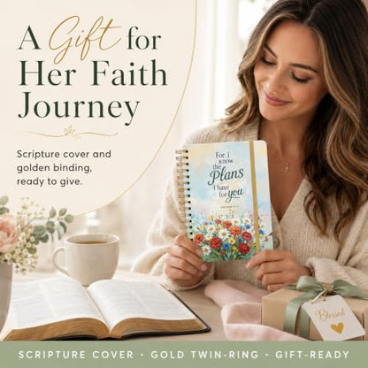 Hardcover Blank Christian Notebook – 140 Pages – Jeremiah 29:11 | Lined Pages with Bible Verse Cover – Inspirational Writing Spiral Notebook for Bible Study, "For I Know the Plans" - color: Plans