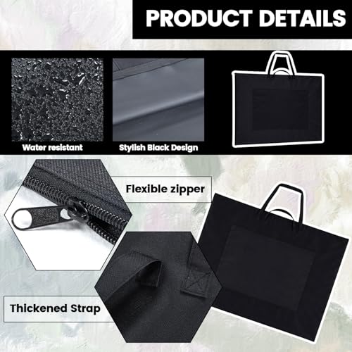 Shinylin 48x36 Inch Large Art Portfolio Bag with Nylon Shoulder Strap, Lightweight Waterproof Art Portfolio Case, Black Carrying Storage Case for Artwork, Poster, Sketching and Drawing