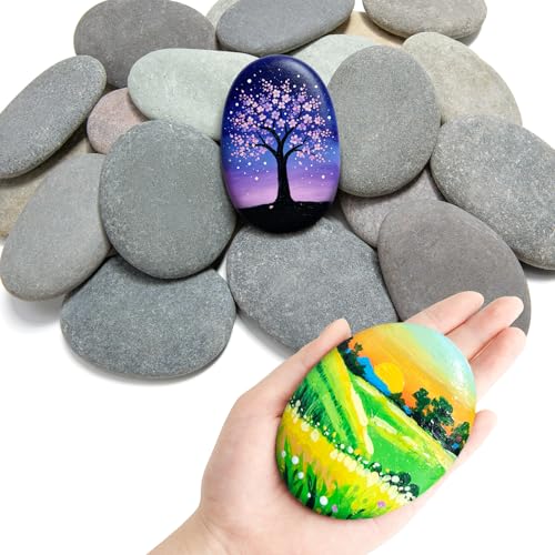 Simetufy 30Pcs Large Rocks for Painting 3.3-4.5Inch Natural River Stones for DIY, Art & Crafts, Smooth Paintable Flat Rocks Bulk for Adults, Children, Home Decor - size: 3.3-4.5in -30pcs