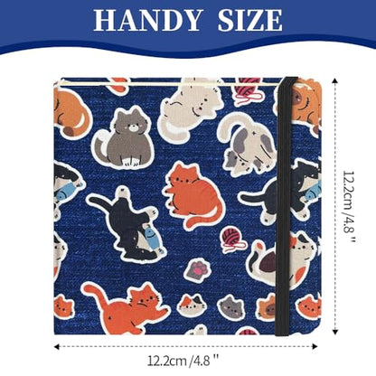 Square 4.8x4.8 inches 80gsm 96sheets/192 Pages Notebooks Blank Sketchbooks Travel Journal Pocket Hardcover Paint Writing Diary Memo Planner Cloth Cover. Line Ball Cat - color: Cloth Cover-4.8x4.8in-Line Ball Cat