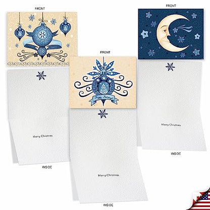 The Best Card Company - 10 Christmas Greeting Cards with Envelopes - Festive, Fun Assorted Holiday Notecards (4 x 5.12 Inch) - Blue Christmas M6700XSG - style: Blue Christmas