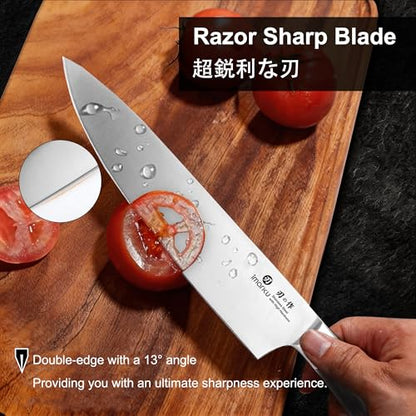 imarku 3 Pieces Knife set, Japanese HC Stainless Steel Kitchen Knife Set, Professional Chef Knife Set With Ergonomic Pakkawood Handle, Ultra Sharp Knives Set for Kitchen & Home Cooking, Gifts Box - color: Red-brown