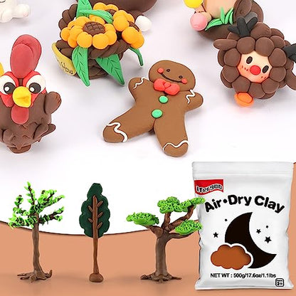 ifergoo Brown Air Dry Clay - Moldable Cosplay, DIY Creative Modeling Clay for School Arts & Craft Project, Fake Bake, Slime Supplies, Super Light Magic Foam Molding Clay, Soft, No-Sticky, 1.1LBS/500G - color: Brown/500g