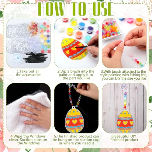 WinnerWhy 30 Sets Easter Suncatchers Window Art Kits, Egg Spring DIY Sun Catchers Bulk Crafts Paint Your Own Window Ornaments for Adult Easter Day Home Birthday Activity Party Decor - style: Easter Style