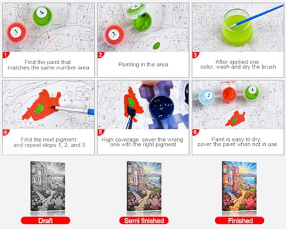 TUMOVO Adults' Acrylic Paint Number Kits - Sea View Landscape DIY Painting, 16 x 20 Inch - color: Landscape