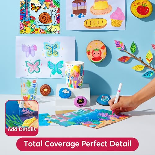 SYNCFUN 24 PCS Washable Acrylic Paint Markers, Dual Tip Acrylic Paint Pens for Paper, Window, Fabric, Canvas, Rock, Wood, Glass, Mirror, Plastic, Metal, Birthday Valentine Easter Gifts for Kids