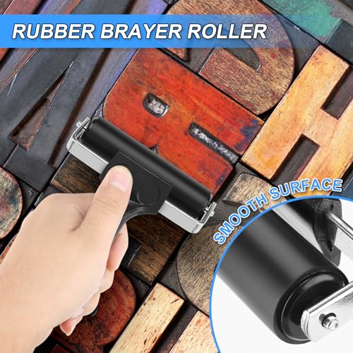 Cosmos 3 Pcs Rubber Brayer Roller Stamping Roller Gluing Roller Tool for Printmaking, Gluing Application, Block, Wallpaper, Printing & Stamping, 3.75 Inches Width Size