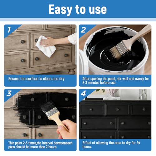 Black Paint 150ML Acrylic Black Paints for Metal, Furniture, Cabinets, Wood, Appliances, Clay, DIY Crafts, Walls, Acrylic Enamel Multi Surface Water Based Fast Drying, 5.3 Fl Oz - color: Black - 5.3 oz