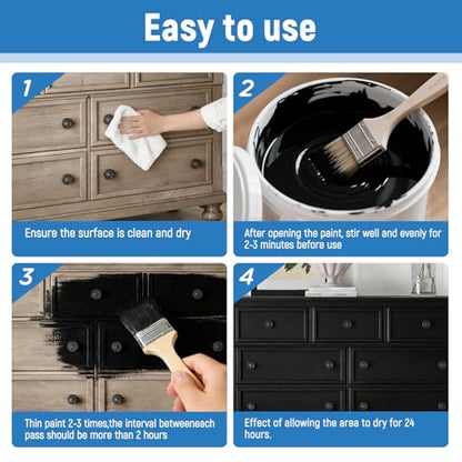Black Paint 150ML Acrylic Black Paints for Metal, Furniture, Cabinets, Wood, Appliances, Clay, DIY Crafts, Walls, Acrylic Enamel Multi Surface Water Based Fast Drying, 5.3 Fl Oz - color: Black - 5.3 oz