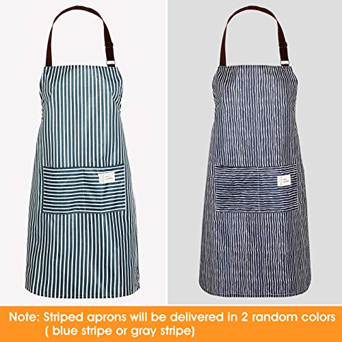 SATINIOR 3 Pieces Waterproof Bib Apron with 2 Pockets Adjustable Cooking Kitchen Apron for Women Men Chef BBQ Baking Cleaning - color: Black and Grey