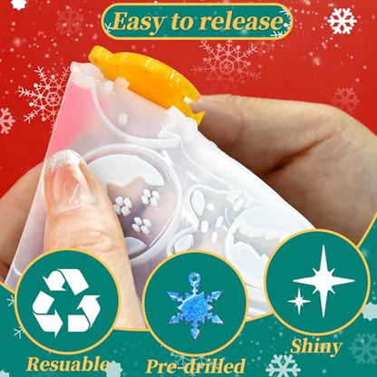 6 Pack Christmas Resin Earring Molds with Holes, Various Moon Round Shapes Snowflake Snowman Christmas Tree Elk Gingerbread Man Silicone Mold for DIY Making Earring Pendant Jewelry Gift - color: 6 Pcs Moon Round Shapes Christmas Earring Mold