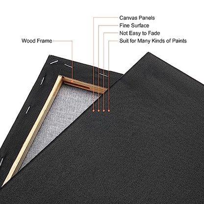 PATIKIL Paint Canvases Panel for Painting, 4 Pack 8x8 Inch Square Wood Frame Stretched Blank Art Board Panels for Acrylic, Oil, Tempera Painting, Black - size: 8x8 Inch