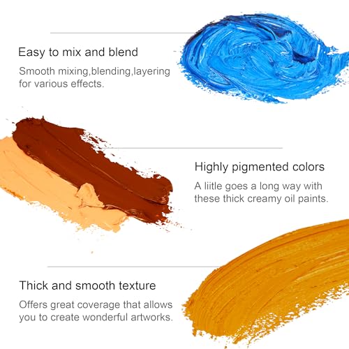 24x12ml/0.4 Fl Oz Tubes Oil Paint Set & 5 Pieces High Flexible Palette Knife Set