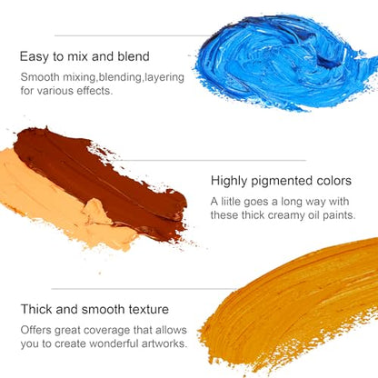 24x12ml/0.4 Fl Oz Tubes Oil Paint Set & 5 Pieces High Flexible Palette Knife Set