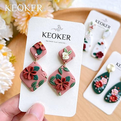 Keoker Organic Clay Cutters, Polymer Clay Cutters for Earrings Making, Clay Earrings Cutters (B) - color: B