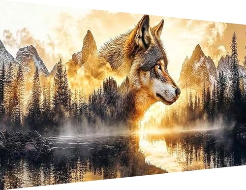 igoodom Large Diamond Art Kits for Adults, Wolf Large Diamond Painting Kit, Full Drill Round Big Diamond Art Kits, DIY Gem Art and Crafts for Home Wall Decor Gift 27.5 X 15.7inch - color: MZ1865