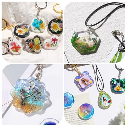 LET'S RESIN Keychain Resin Molds Silicone with Hole, 16 Cavities UV Resin Jewelry Pendant Mold for Beginner, Epoxy Resin Molds for Keychain Pendant Jewelry Making - color: Geometric Keychain Molds