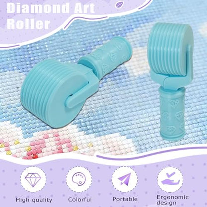 Jzzuau Diamond Art Roller Tool – 3D Printed Paint Straightening & Pressing Drills Roller, Easy-Grip Hand Roller for Rhinestone Embroidery, Essential DIY Craft Tool Accessories - color: Light Blue