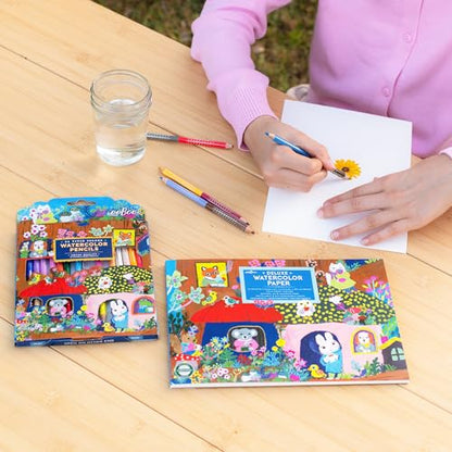 eeBoo: Yumi’s Mushrooms Deluxe Watercolor Pad – 16 Sheets, 180GSM/85LB Paper, Natural pH & Chlorine-Free, Painting Art Supplies, Kids Ages 3+ - style: Yumi's Mushrooms