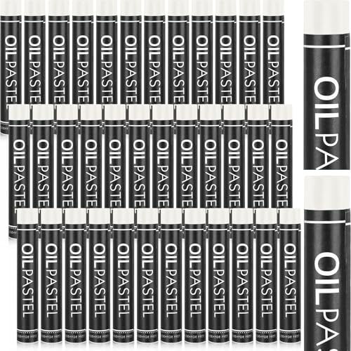 Geyoga 36 Pcs White Oil Pastels Bulk for Artists Soft Oil Crayons Single Color Creamy Pastels for Art Painting Drawing Blending for Artist - color: White