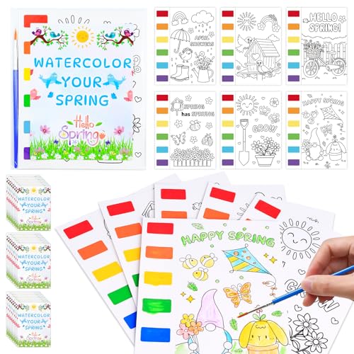 Zoyeven 144 Pcs Spring Festival Watercolor Coloring Books Easter Party Favors Lovely Gifts Art and Crafts Well-Packaged Classroom Reward Prizes School Activity - color: Spring, size: 144