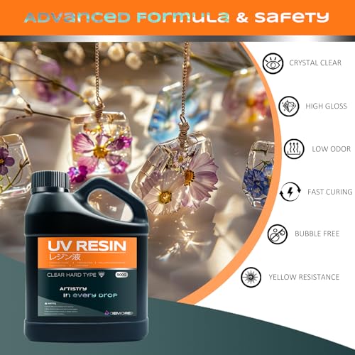 UV Resin 500g, Demorex Upgrade UV Resin Kit, Low Odor Crystal Clear Epoxy, Fast Cure for Jewelry Making, Molds, DIY Craft Decoration, Bonding, Casting and Coating - size: 500g
