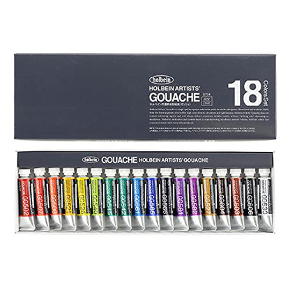 Holbein Artist Gouache Set G703 : 18 x 5ml tubes