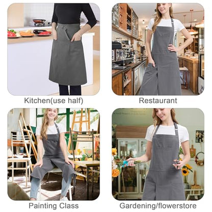 Molaxhome Split Apron with 3 Pockets,Unisex Pottery Apron with Adjustable Strap for Kitchen Ceramics - color: Grey