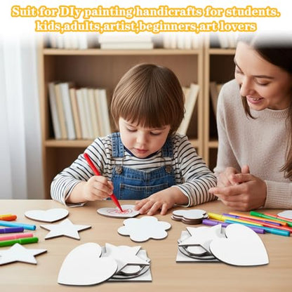 48 Pcs Magnetic Canvas Panel Mini Canvas Boards for Painting Blank Locker, 3 Inch Small Bulk Canvases with Magnet Backing for DIY Art, Crafts, Fridge & Office Decor (6 Styles)