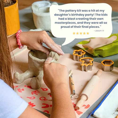 Sculpd - The Original Kids Pottery Kit, Air-Dry Clay Starter Kit for Kids Age 4 to 6, Air Dry Clay with 10 Colour Paint Set, Paintbrushes, Tool Set, Alphabet Stampers, Sponge and Step-by-Step Guide