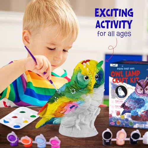 LAOESE Paint Your Own Owl Lamp Kit, Art Supplies Painting Kits for Kids 6-12, Arts and Crafts for Kids Ages 8-12, Owl Toy Girls Boys Birthday Gifts for Kids Ages 3 4 5 6 7 8 9 10 11 12+ - style: Owl