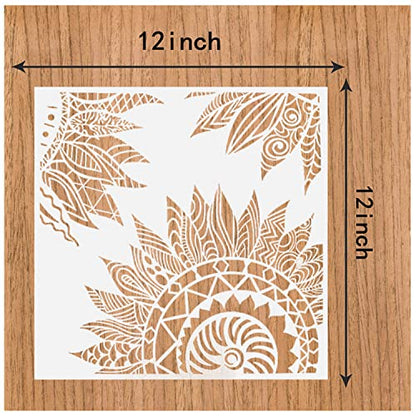9 Pcs Mandala Stencils for Painting, 12x12 Inch Reusable Large Layering Stencils for Crafts Painting on Wood Floor Window Art Scrapbook Drawing Decoration - style: Large Mandala Stencils