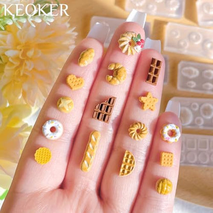 KEOKER 12pcs Polymer Clay Molds, Dessert & Bread Silicone Molds, Earring Molds - color: A Color