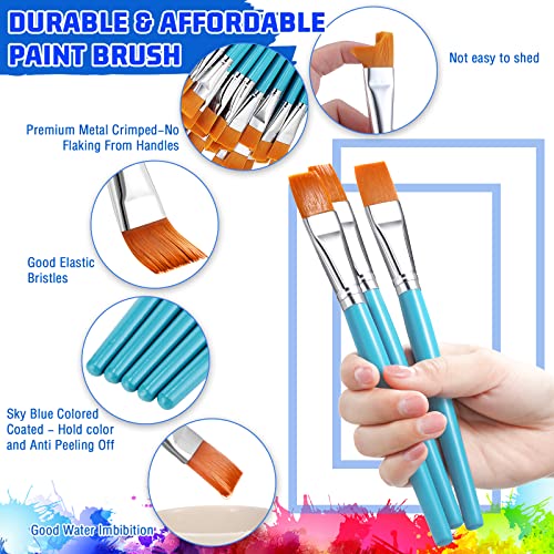 Zonon 30 Pieces Paint Brushes Bulk Small Flat Top Acrylic Oil Paint Brush for Artists Mini Touch up Crafts Detail Painting(3/4 Inch,Blue) - color: Blue, size: 3/4 Inch