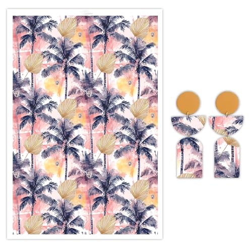 Coconut Tree Transfer Paper for Polymer Clay, 10 Pcs Water Transfer Sheets for Polymer Clay, Trees Polymer Clay Transfer Paper for DIY Art Jewelry Earrings Necklaces Pendants Decor 5.82X3.93in - color: Coconut Tree